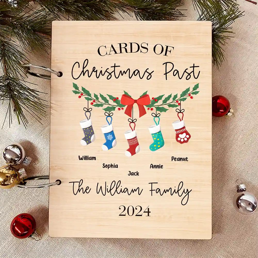 Family Stocking Cards Of Christmas Past - Personalized Card Keeper, Card Holder