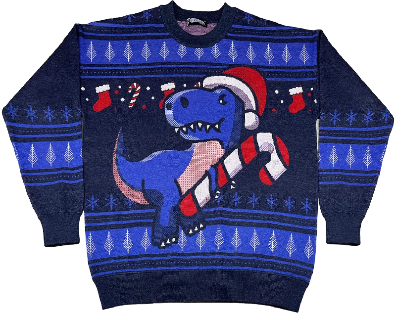 Festive Dinosaur Knitted Christmas Sweater