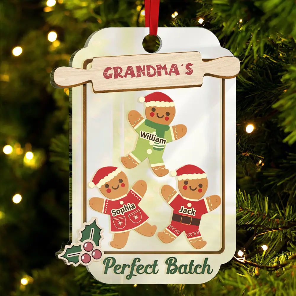 Gingerbread Cookies Grandma Grandpa Perfect Batch - Personalized Custom Shaped Mirror Ornament