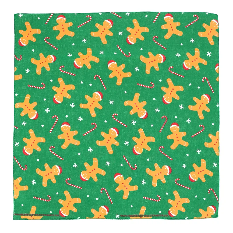 Gingerbread Man and Candy Cane Christmas Holiday Print Bandana