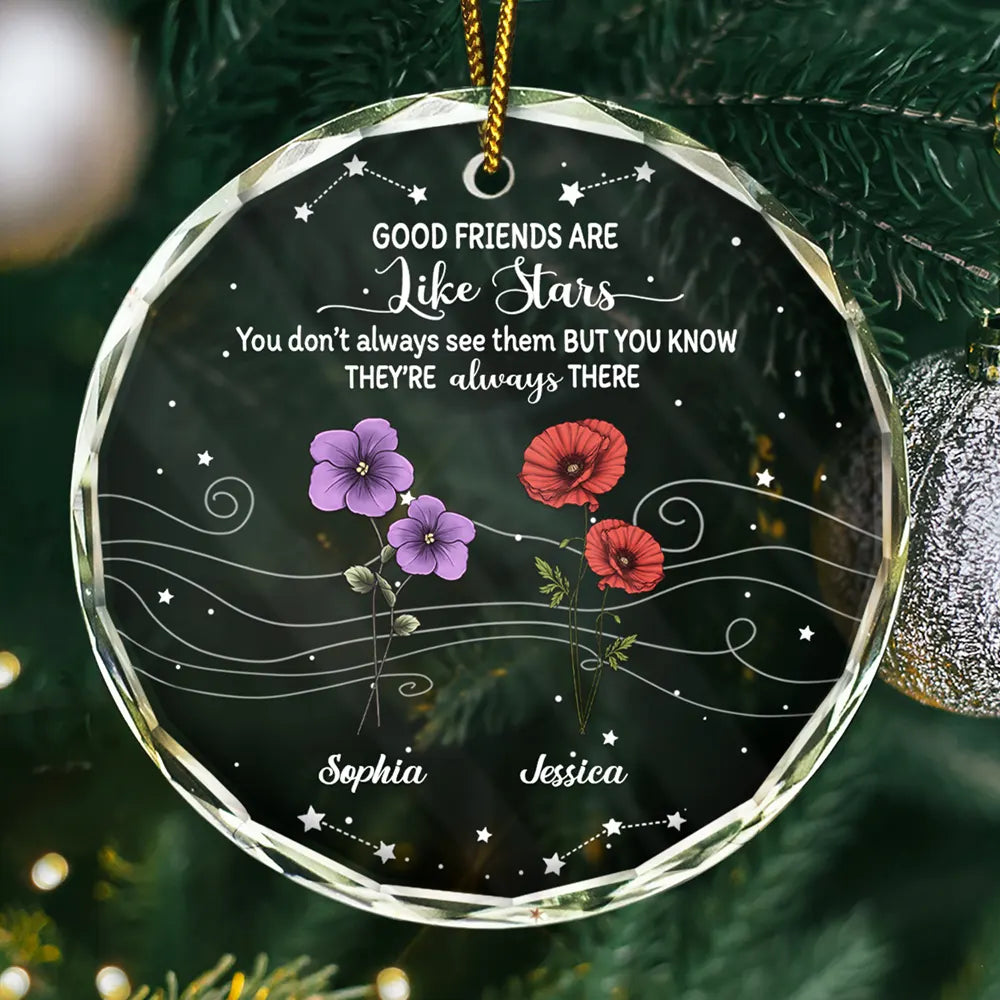 Good Friends I Like Stars Besties - Personalized Circle Glass Ornament