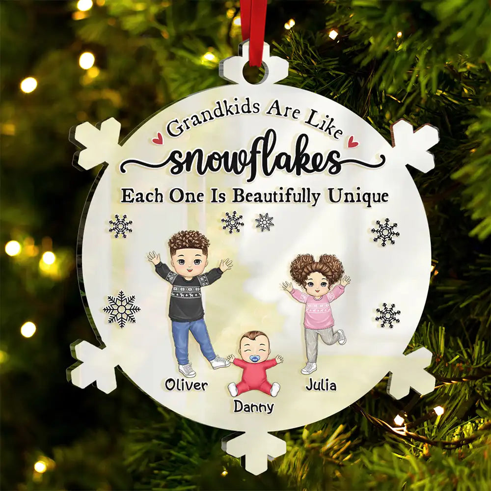 Grandkids Are Like Snowflakes - Personalized Custom Shaped Mirror Ornament