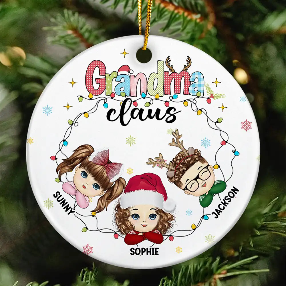 Grandma Claus - Personalized Circle Ceramic Ornament