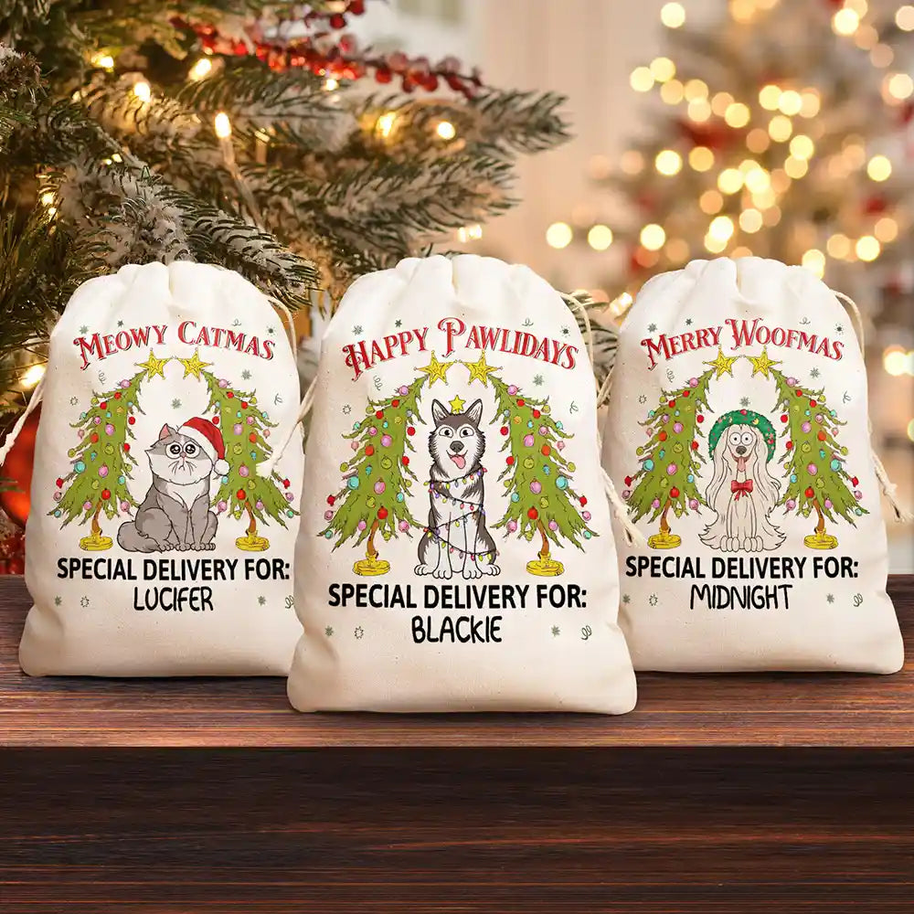 Happy Pawlidays Christmas - Personalized Favor Bag