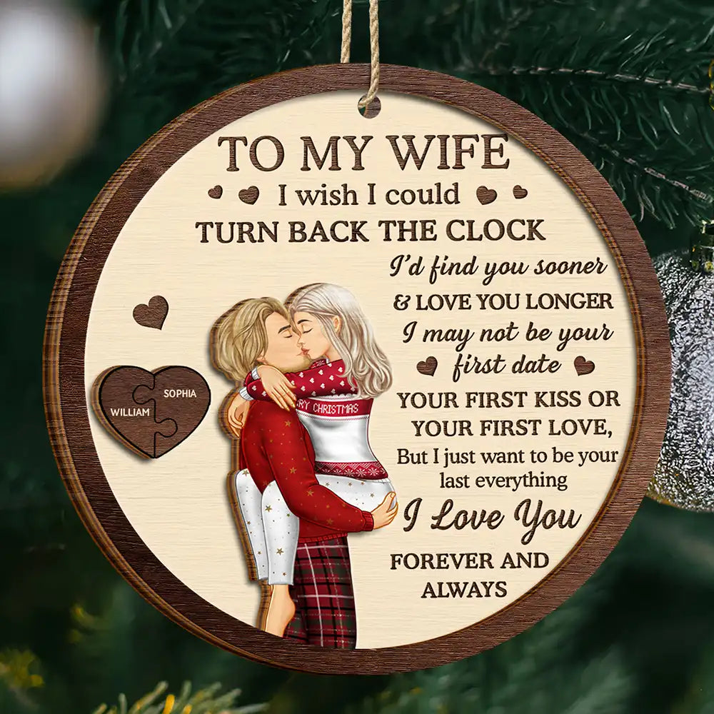 I Wish I Could Turn Back The Clock Couples - Personalized 2-Layered Wooden Ornament