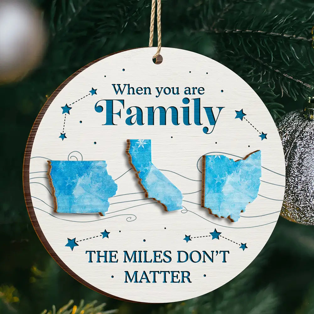 Long Distance The Miles Don't Matter Christmas - Personalized 2-Layered Wooden Ornament