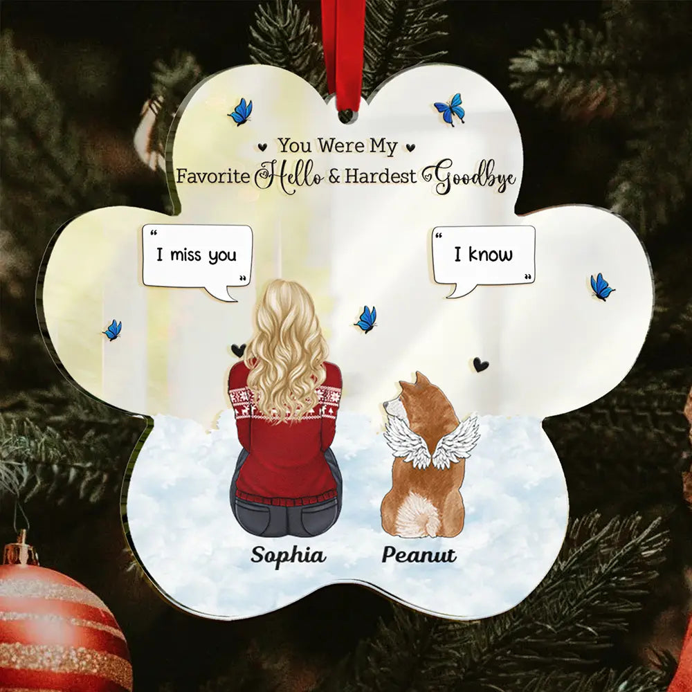 Memorial Dog Cat You Were My Favorite Hello And Hardest Goodbye - Personalized Custom Shaped Mirror Ornament