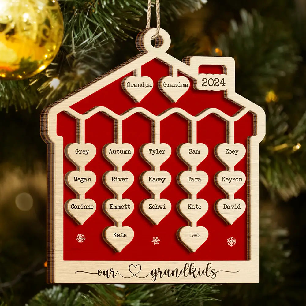 Our Grandkids Sweet Hearts - Personalized 2-Layered Wooden Ornament