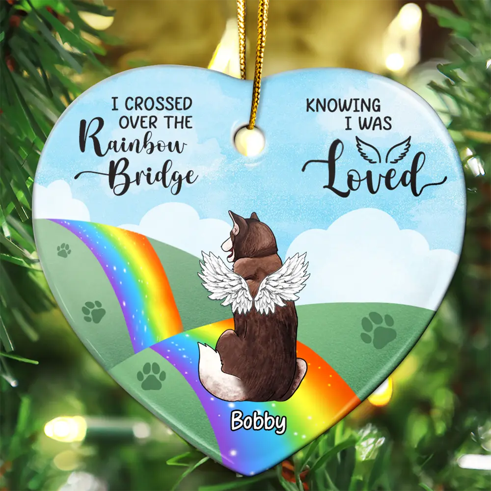 Over The Rainbow Bridge - Personalized Heart Ceramic Ornament