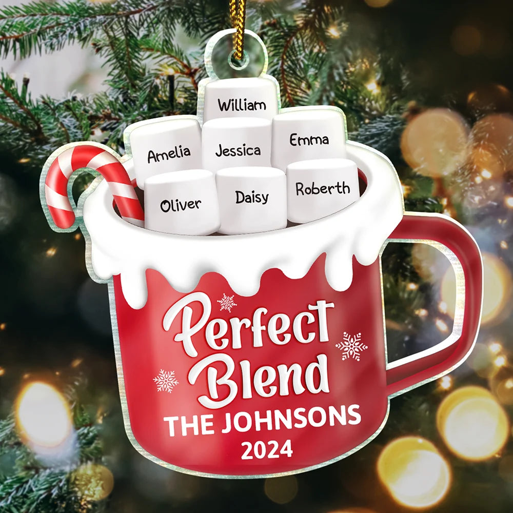 Perfect Blend Hot Cocoa Christmas Family - Personalized Custom Shaped Acrylic Ornament