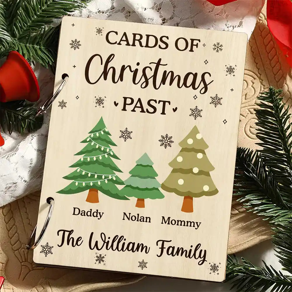 Pine Tree Family Cards Of Christmas Past - Personalized Card Keeper, Card Holder