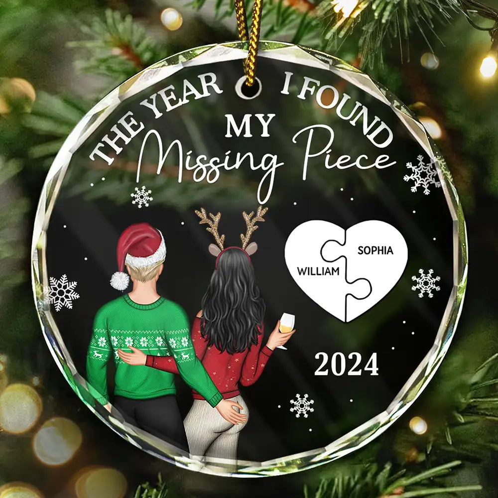 The Year I Found My Missing Piece Couple - Personalized Glass Ornament