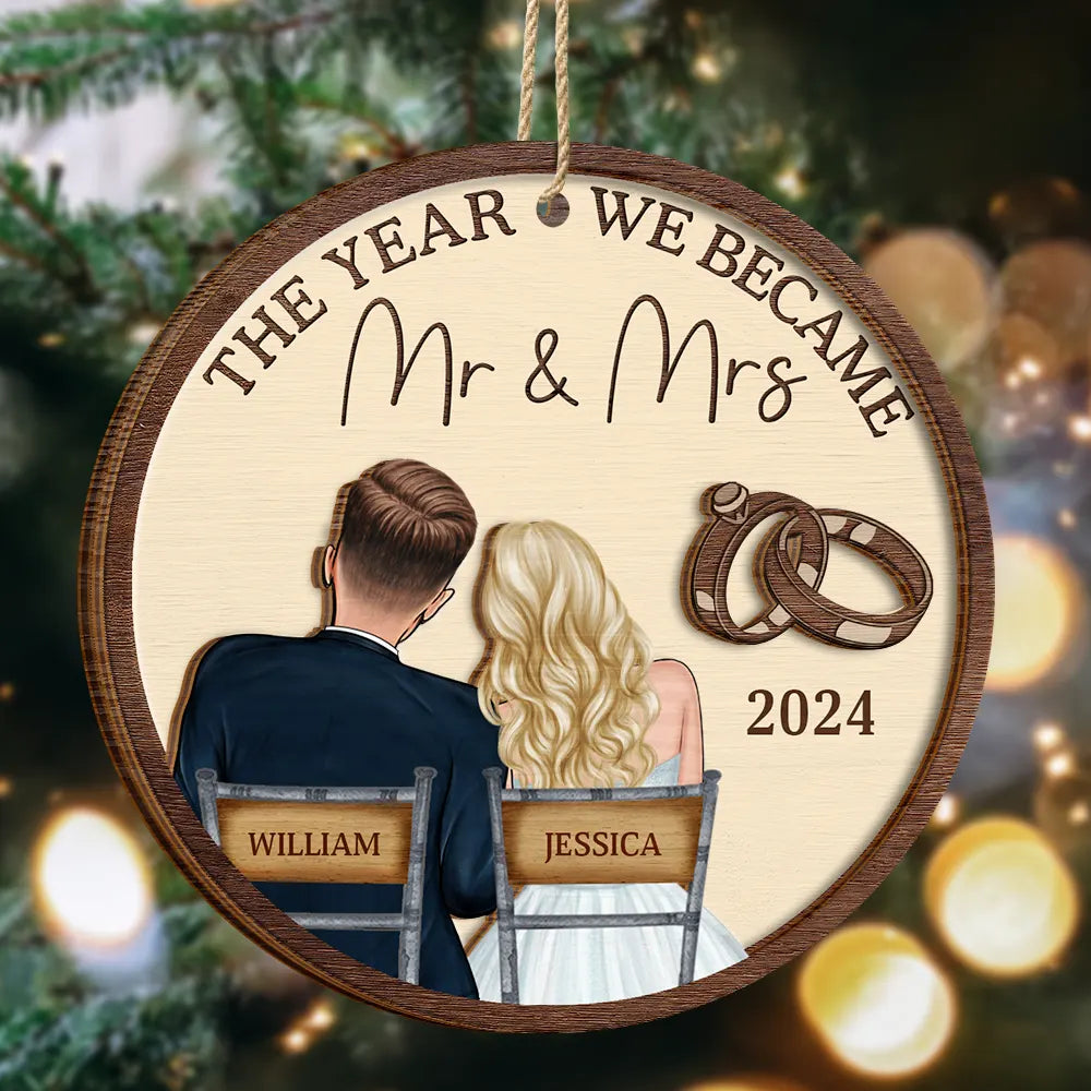 The Year We Became Mr & Mrs Couples - Personalized 2-Layered Wooden Ornament