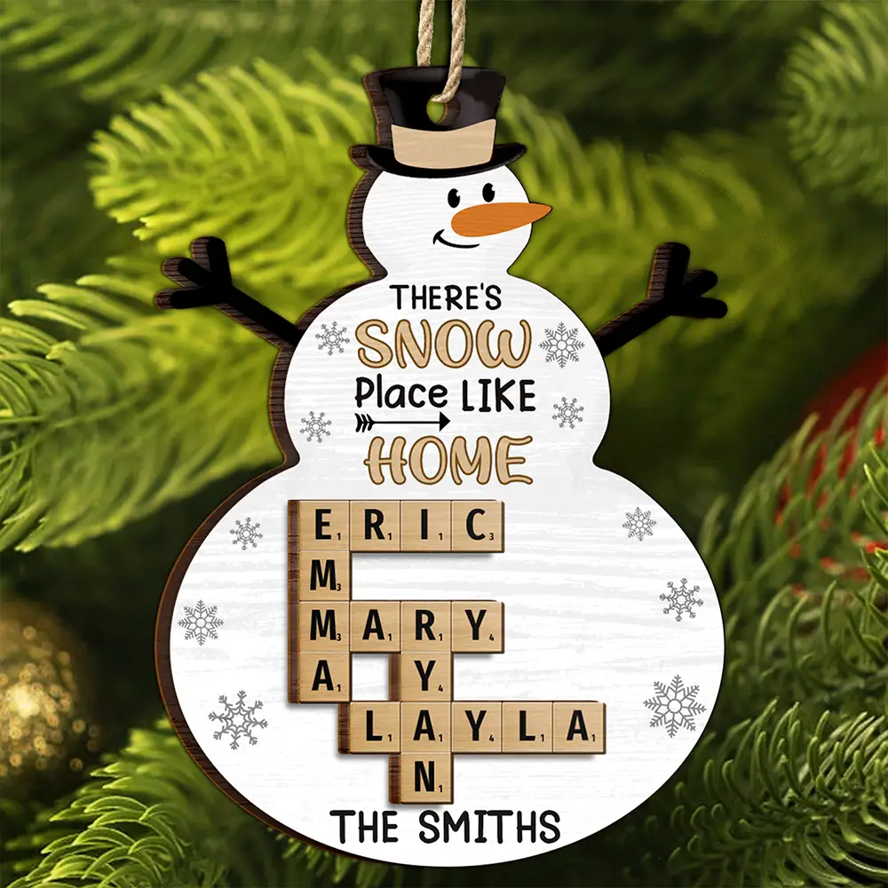 There's Snow Place Like Home Family Crossword Scrabble - Personalized 2-Layered Wooden Ornament