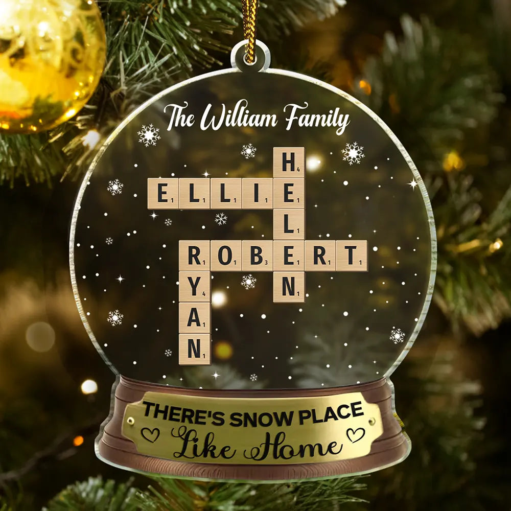 There's Snow Place Like Home Family Crossword Scrabble - Personalized Custom Shaped Acrylic Ornament