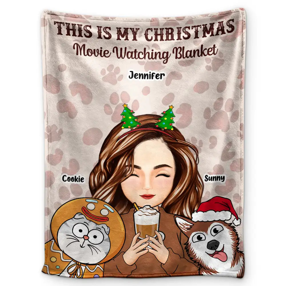 This Is My Christmas Movie Watching Blanket - Personalized Fleece Blanket, Sherpa Blanket