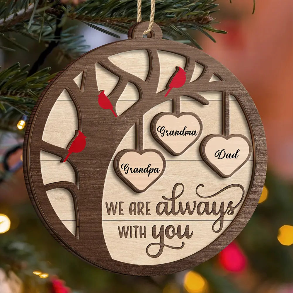 Tree Branch Cardinals I Am Always With You - Personalized 2-Layered Wooden Ornament