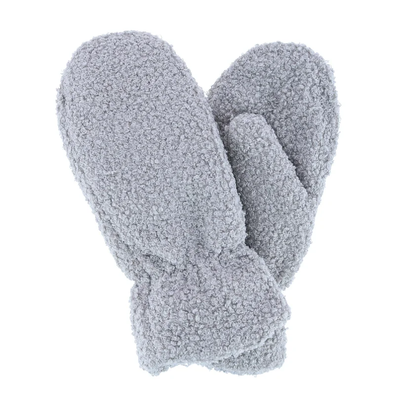 Women's Boucle Teddy Mittens with Gathered Wrist